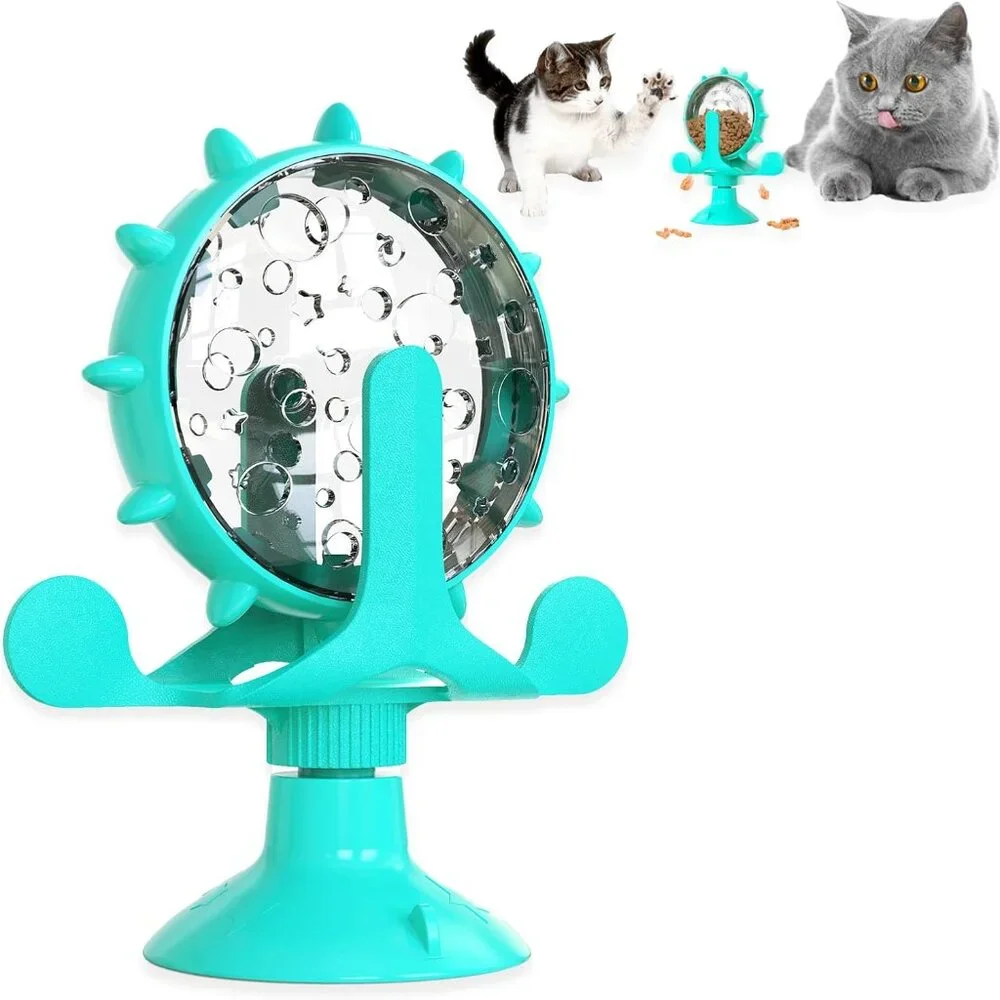 Cat Interactive Feeder Pet Food Toys Feeder 360° Degree Rotating Food Leakage